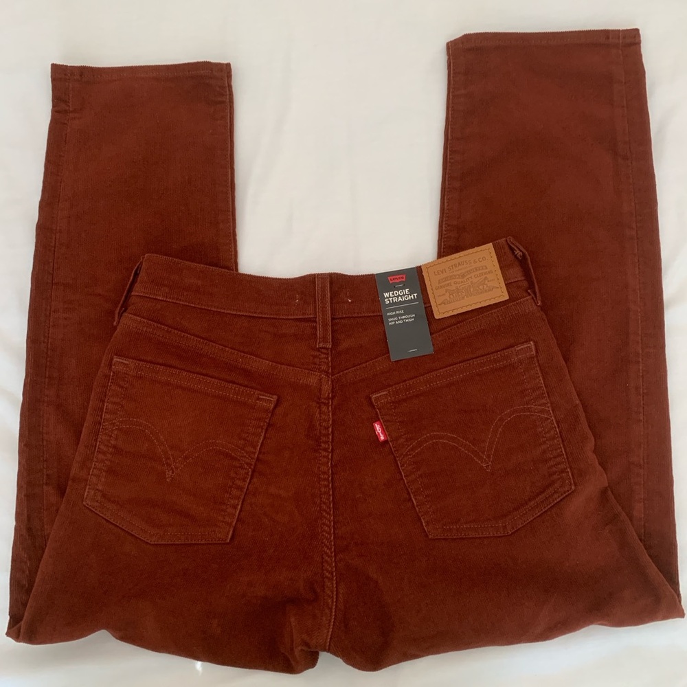 NWT Levi's Wedgie Straight Corduroy Pants Rust Orange 28x26 - Picture 5 of 14